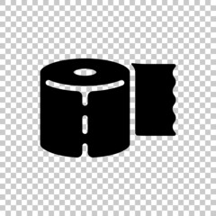 Roll of toilet paper, simple icon. Black symbol on transparent background