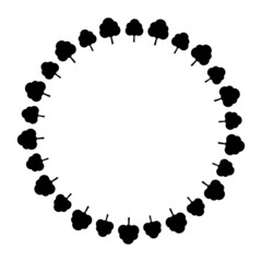 木の円形フレーム　モノトーン