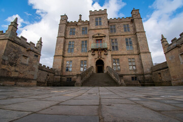 Fototapeta na wymiar Ground level view of entrance to 'Little Castle' at Bolsover Castle in Derbyshire, UK
