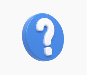 3d Realistic Question button icon vector illustration