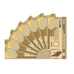 Sri Lanka Rupee Vector Illustration. Sri Lanka money set bundle banknotes. Paper money 5000 Rs. Flat style. Isolated on white background. Simple minimal design.