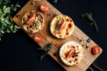 catering food for menu. small pizzas pie