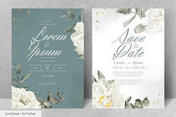 Realistic Watercolor Floral Wedding Invitation Card Template with Hand Drawn Flower and Leaves
