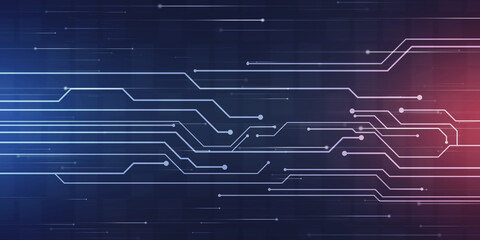 2d illustration Abstract futuristic electronic circuit technology background