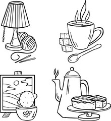 A set of icons comfort at home. Vector illustration