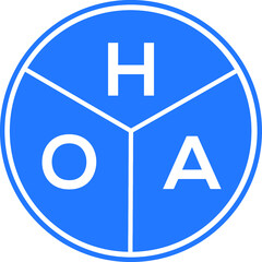 Fototapeta premium HOA letter logo design on white background. HOA creative circle letter logo concept. HOA letter design.