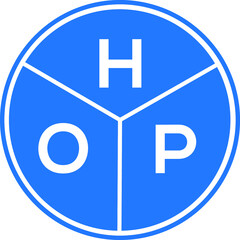 HOP letter logo design on white background. HOP  creative circle letter logo concept. HOP letter design.