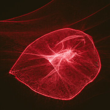 Abstract light pattern, long exposure of laser and LED light. 