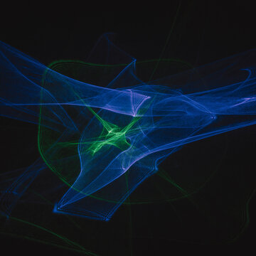 Abstract light pattern, long exposure of laser and LED light. 