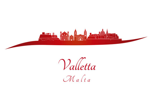 Valletta skyline in red