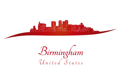 Fototapeta premium Birmingham AL skyline in red