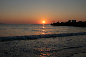 Fototapeta na wymiar Beautiful Sunrise in Pomorie, Bulgaria. Black sea 