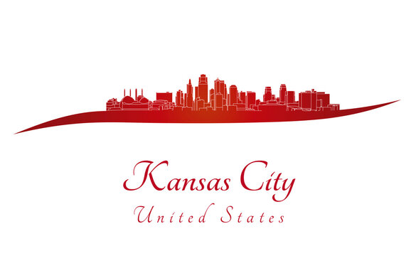 Kansas City skyline in red