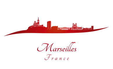 Marseilles skyline in red