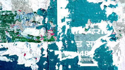Naklejka premium Distressed Yellow Brown Old Brick Wall With Graffiti Street Art. Background And Painted Lines And Draw. Abstract Grunge Modern Grafitty Wallpaper. Abstract Plastered Wall Web Banner. Design Element. 