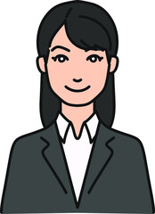 にっこりしているスーツの女性