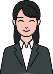 嬉しいことがあって笑っているスーツの女性