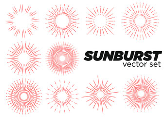 10 Sunburst Vector Set