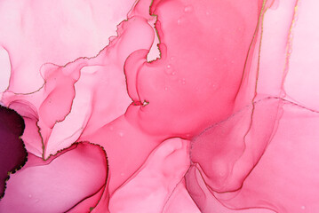 Obraz na płótnie Canvas Abstract alcohol ink fluid art background in pink