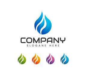 Water drop fire logo design template. Oil And Gas Logo Design Vector Template