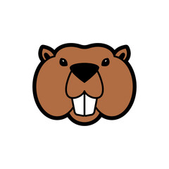 Beaver face icon isolated. Beaver head Vector illustration