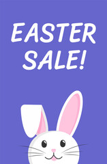 The head of a hare peeks out from below. Easter sale.