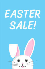 The rabbit peeks out from below. Easter Sale