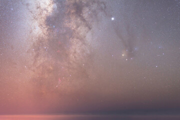 Close up lonf exposure Photography of the Milky Way center - our home Galaxy. High Quality Space Image - very colourful 