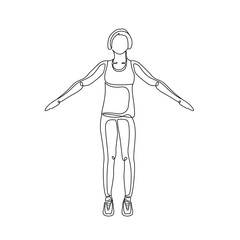 Arm circles exercise,  Rotation arms, Women workout fitness, sport woman doing exercise with Arm Circles posture Vector line art Illustration