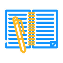 copybook and pen color icon vector. copybook and pen sign. isolated symbol illustration