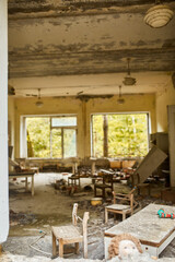 Broken, destroyd, abandoned kindergarten in Chernobyl Exclusion Zone