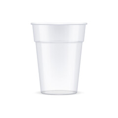 Plastic Cup For Single Use. Disposable Container Mockup for Drinks Isolated on White Background