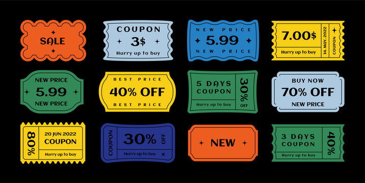 Set of vector tickets, price tags and coupons © crocolot