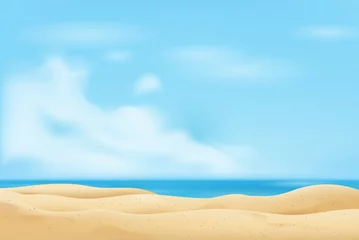 Fototapeten Empty sand beach in summer fresh blue sky background © Atstock Productions