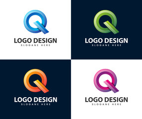 Abstract letter q modern 3d logo design. Letter q logo design template. Creative modern trendy q typography and colorful gradient