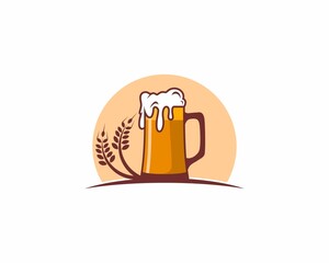 Beer glass with wheat surrounding - obrazy, fototapety, plakaty