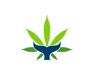 Green cannabis leaf with whale tail inside