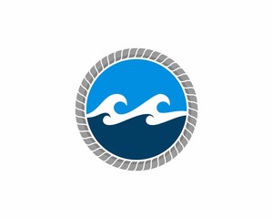 Sea wave inside the circle rope logo