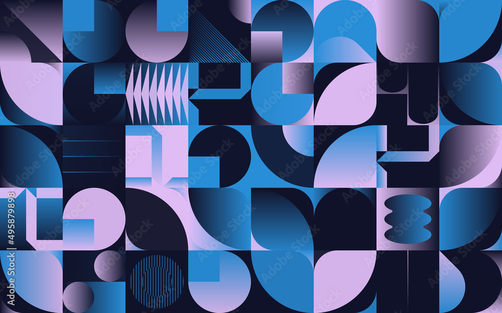Aufkleber brutalist art inspired vector pattern graphics made with bold abstract geometric shapes