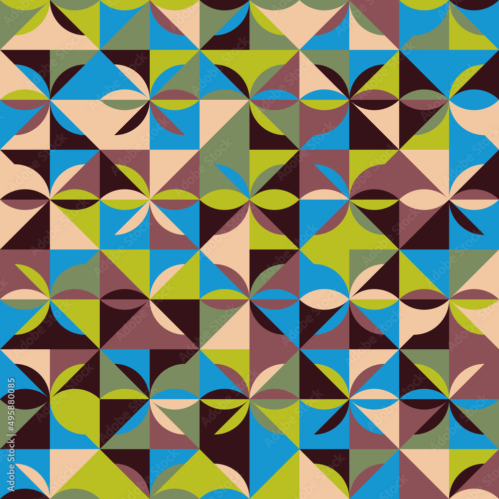 Poster modern geometric art of mosaic pattern made with vector abstract shapes and elements