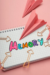 Concept of problems with memory, amnesia disease on pink background