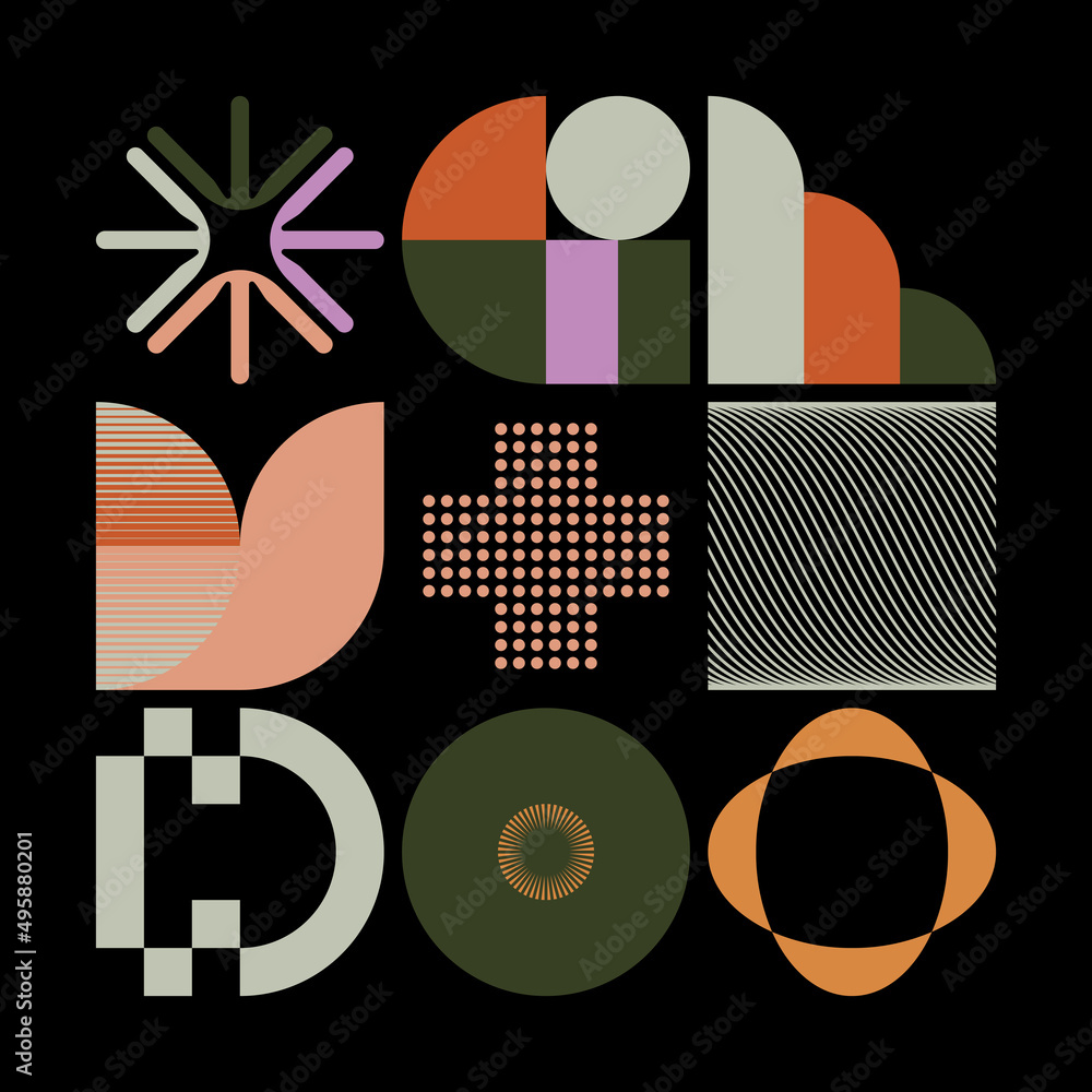 Poster swiss art aesthetics vector graphics made with abstract geometric shapes and elements