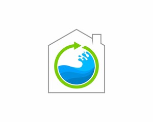 Washing machine rotation in the house logo