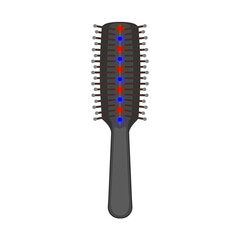 Laser hair growth comb. Red light therapy brush for hair restoration in androgenetic alopecia. Medical concept. Vector illustration.