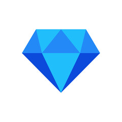Diamond gem icon vector graphic illustration in blue