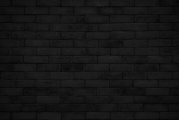 Black brick wall abstract background. Design geometric dark texture room decoration.	