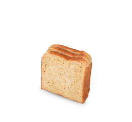 Whole wheat bread slices, on white background.