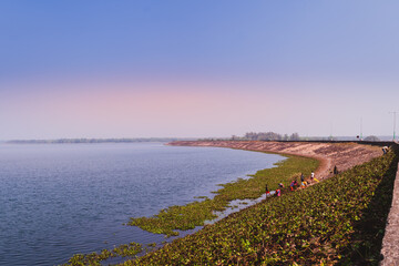 sunset over the river