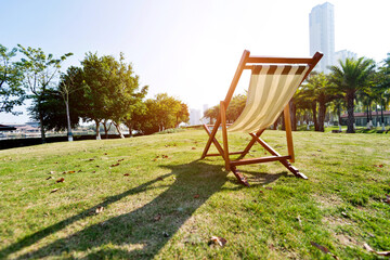 Deck chair in the park