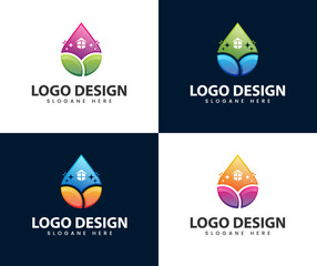 Natural home cleaning logo design. Cleaning logo and symbol ilustration vector template